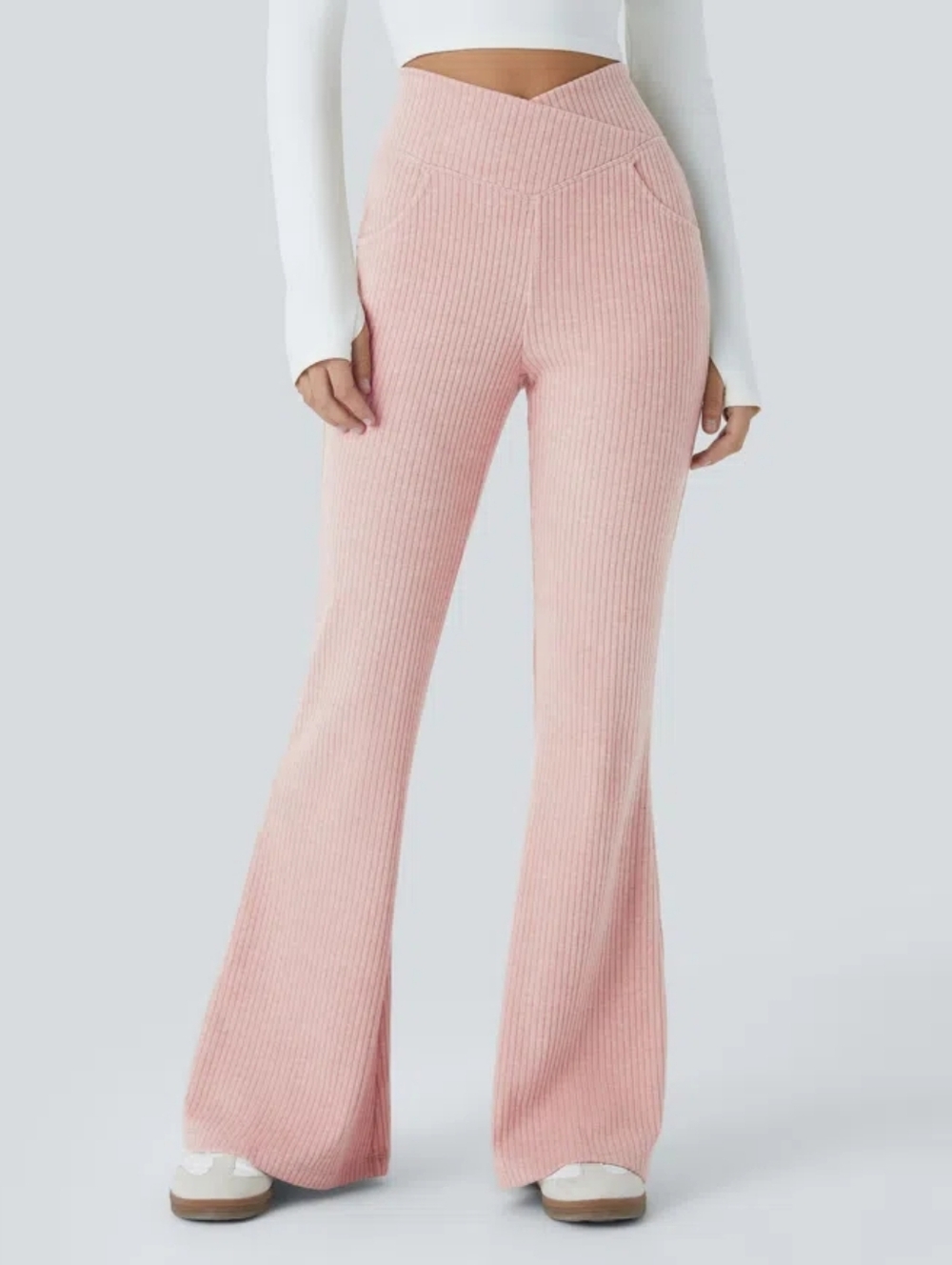 Halara Ribbed Flare Athleisure Pants - Picture 2 of 10